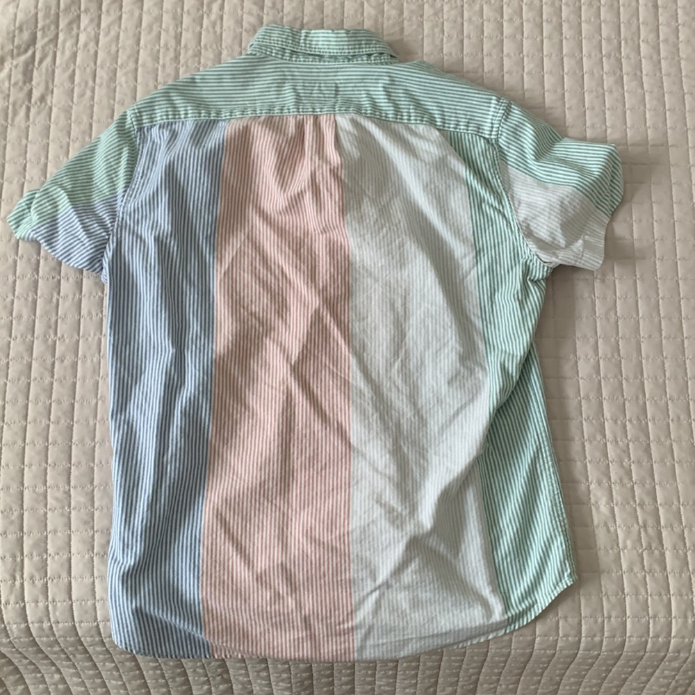 J. Crew Multicolor Striped Short Sleeve Shirt, Classic Medium - Picture 5 of 7